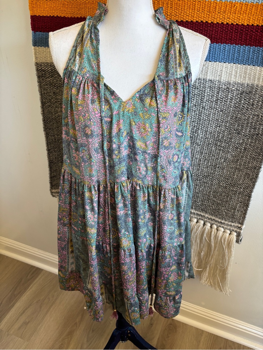 Boho Floral Halter Mini Dress